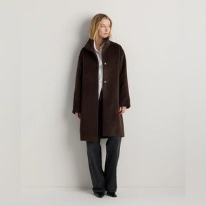 Quince Alpaca-Wool Stand Collar Coat Coffee Bean Brown Size Large